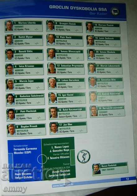 Delivery of Football program Hertha Berlin magazine season 2003 2004