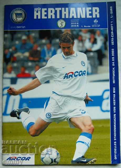 Programul de fotbal al revistei Hertha Berlin sezonul 2003 2004