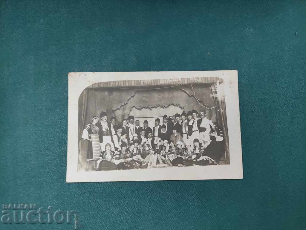 People in traditional costumes, ensemble, stage People in traditional costumes, ensemble, stage