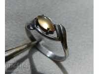 Old Bulgarian silver ring with moonstone
