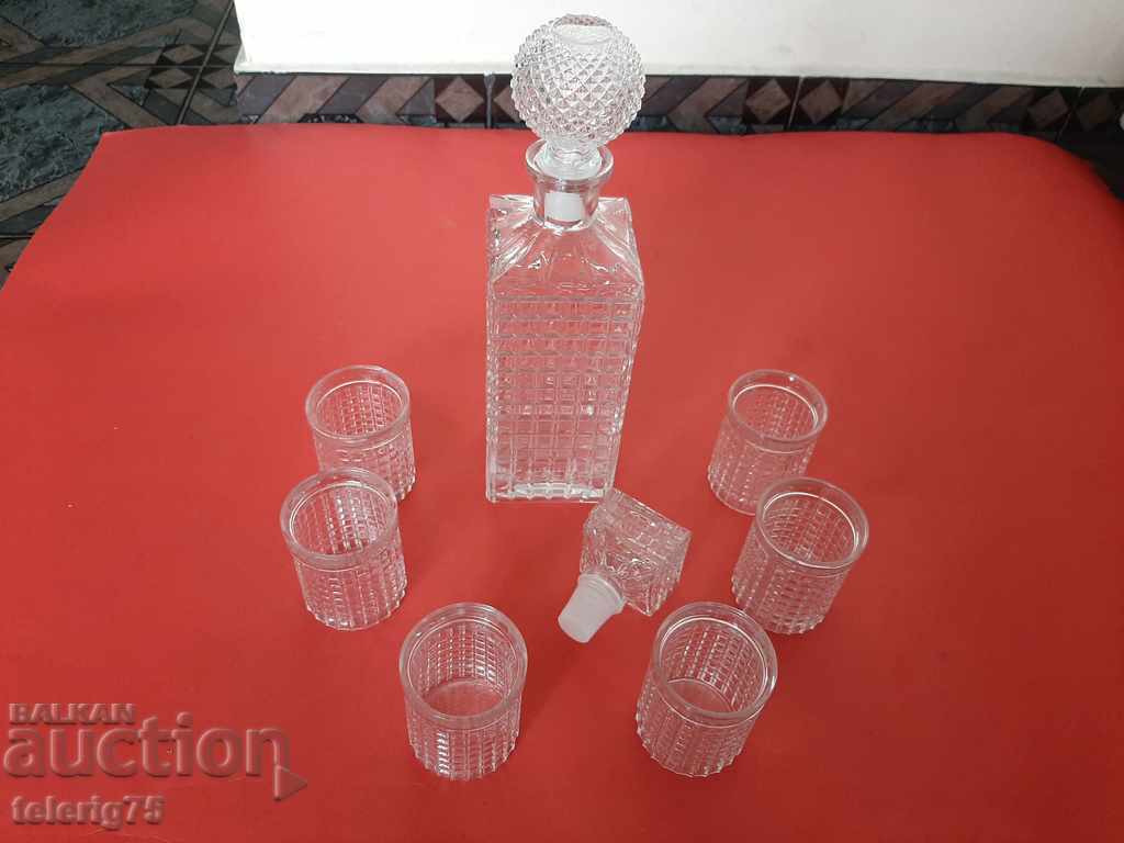 Old Retro Service Glass Carafe 0.850ml with Cups-6pcs. with price 30.00 BGN | € 15.34 Old Retro Service Glass Carafe 0.850ml with Cups-6pcs. with price 30.00 BGN | € 15.34