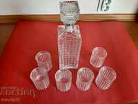 Old Retro Service Glass Carafe 0.850ml with Cups-6pcs.