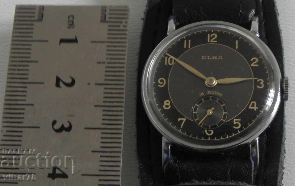 CEAS MILITAR BĂRBĂTESC - ELKA - CA NOU - 1930 - 5 CEAS MILITAR BĂRBĂTESC - ELKA - CA NOU - 1930 - 5