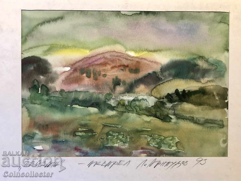 Lubomir Arnaudov "Landscape" 1993. watercolor with price 219.00 BGN | € 111.97 Lubomir Arnaudov "Landscape" 1993. watercolor with price 219.00 BGN | € 111.97