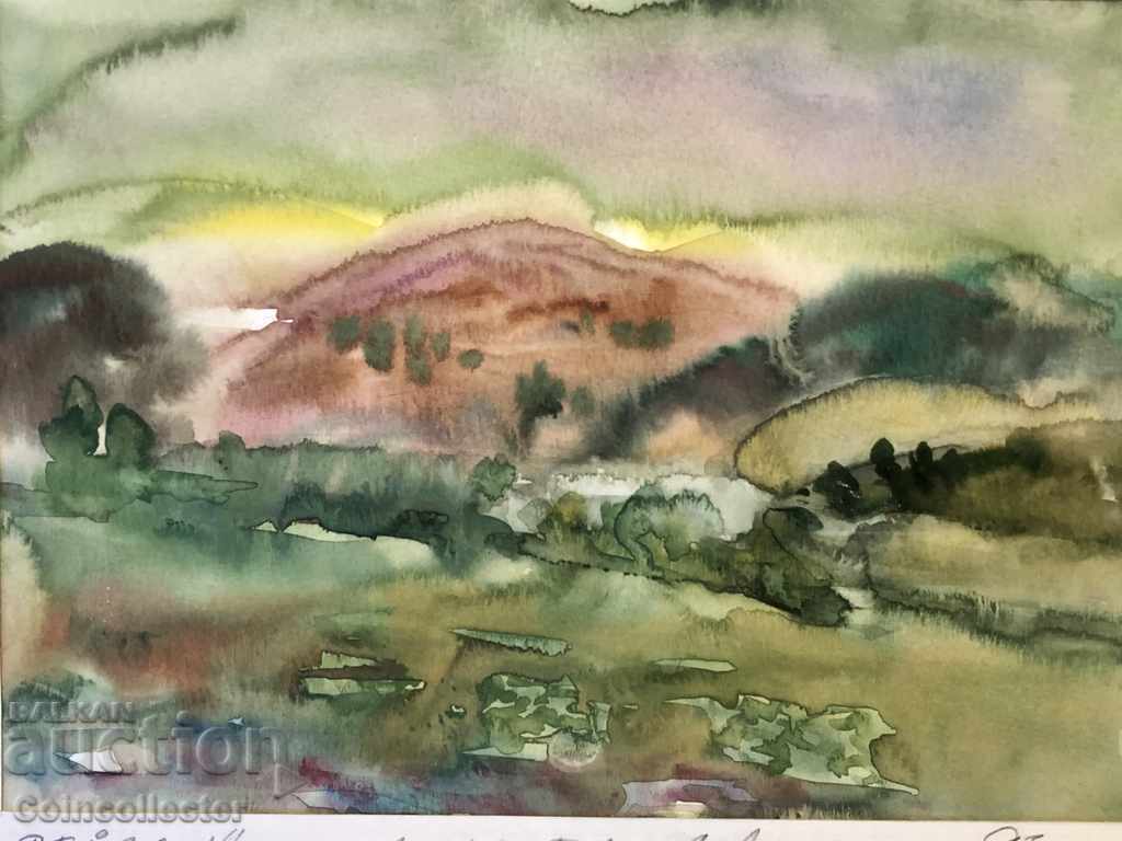Auction Lubomir Arnaudov "Landscape" 1993. watercolor Auction Lubomir Arnaudov "Landscape" 1993. watercolor