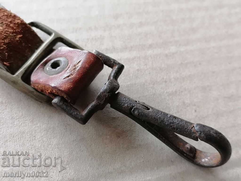 Curea pentru suport din piele de sabie bulgară din tablă de șah WW1 WW2 - 6