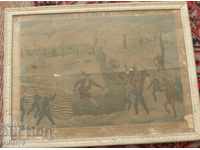 RARE OLD LITHOGRAPHY - THE CAPTURE OF VASIL LEVSKI