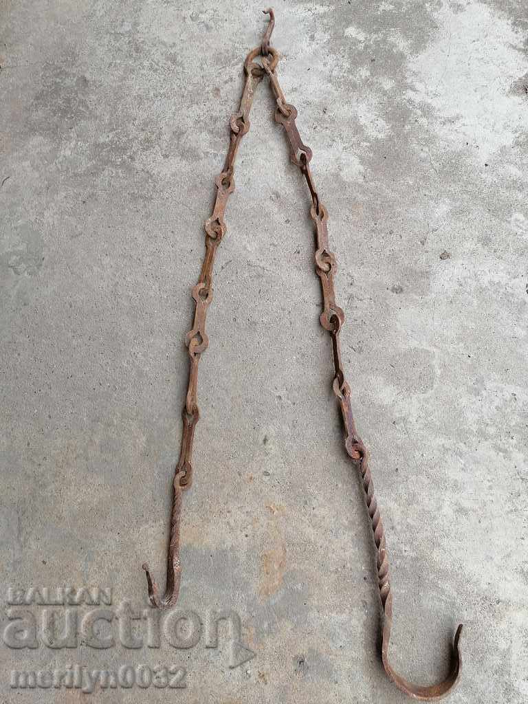 Old forged chain with hook, hearth for hearth chain hook with price 43.00 BGN | € 21.99 Old forged chain with hook, hearth for hearth chain hook with price 43.00 BGN | € 21.99