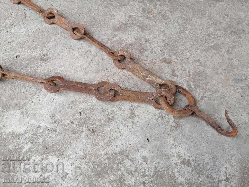 Delivery of Old forged chain with hook, hearth for hearth chain hook Delivery of Old forged chain with hook, hearth for hearth chain hook