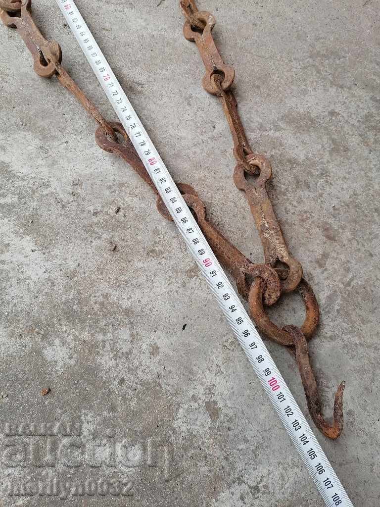 Old forged chain with hook, hearth for hearth chain hook - 5 Old forged chain with hook, hearth for hearth chain hook - 5