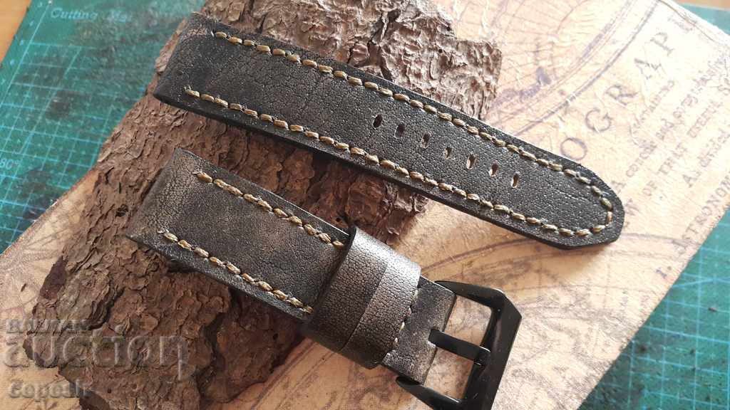 Leather watch strap 24mm Genuine leather by hand 682 with price 45.00 BGN | € 23.01