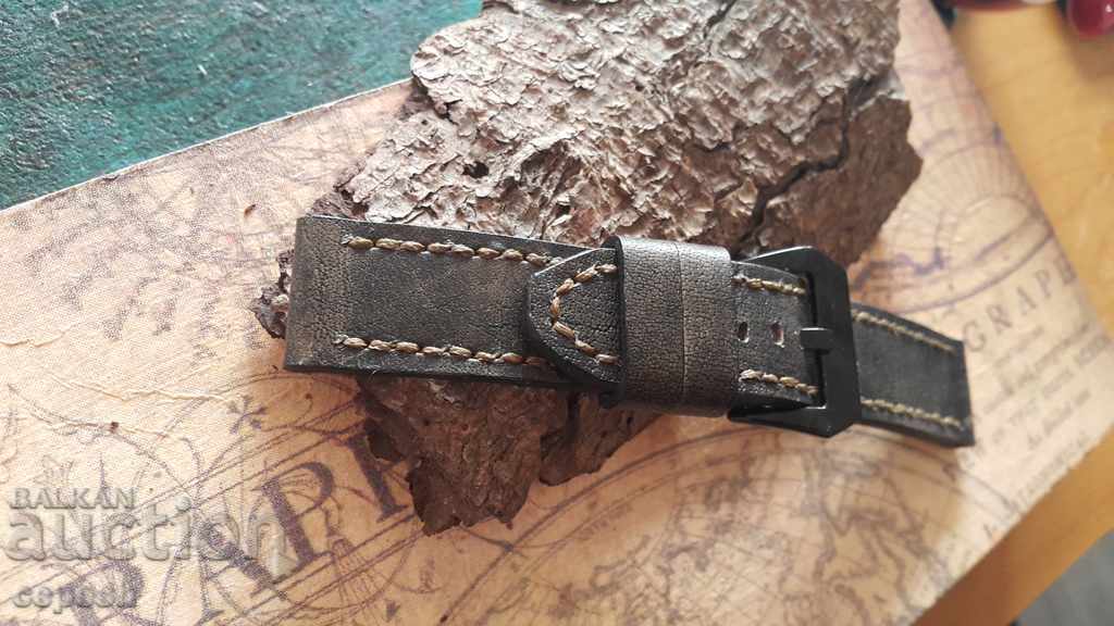Delivery of Leather watch strap 24mm Genuine leather by hand 682