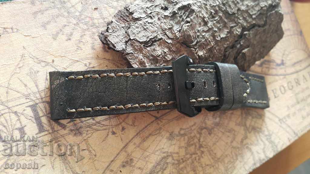 Leather watch strap 24mm Genuine leather by hand 682 - 5