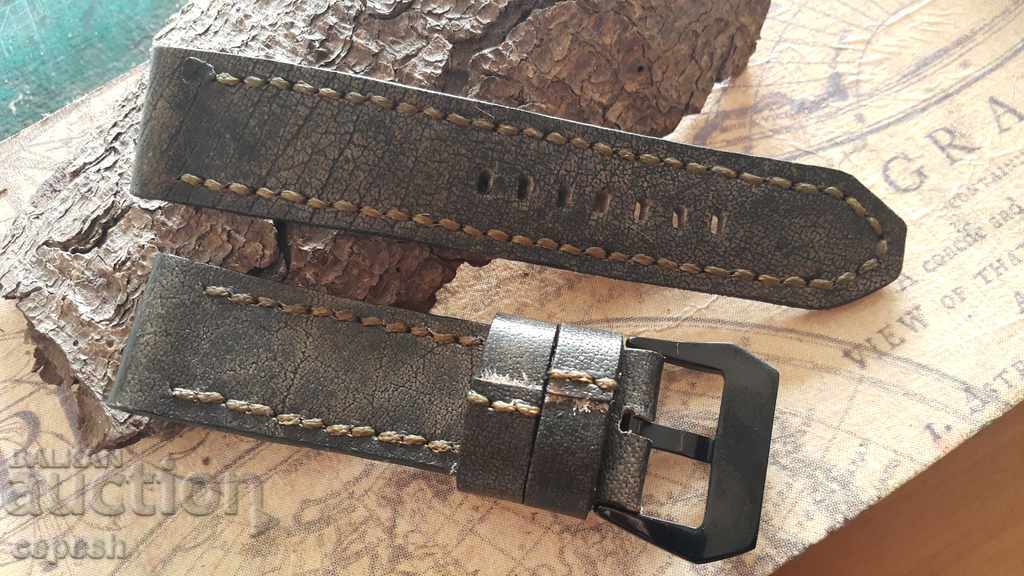 Leather watch strap 24mm Genuine leather by hand 682 - 7