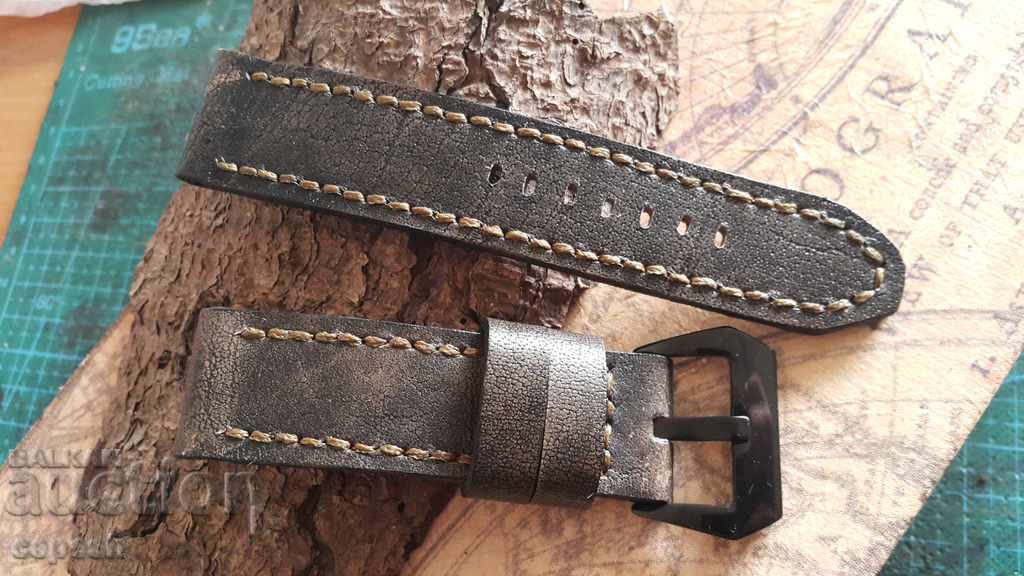 Leather watch strap 24mm Genuine leather by hand 682