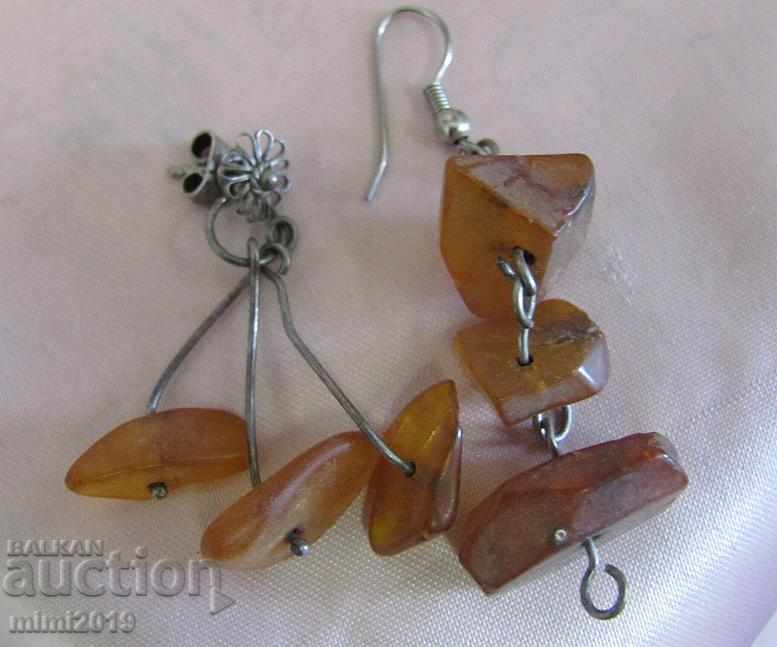 Auction Vintage Ladies Earrings natural amber Auction Vintage Ladies Earrings natural amber