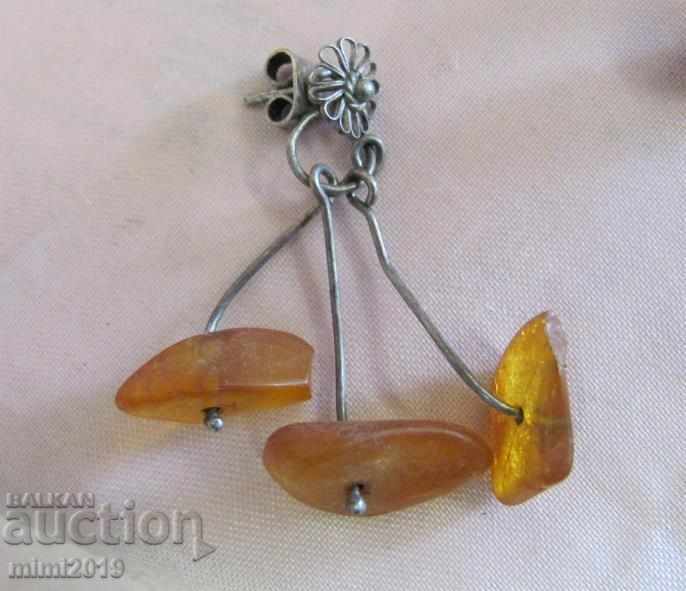 Vintage Ladies Earrings natural amber - 6 Vintage Ladies Earrings natural amber - 6