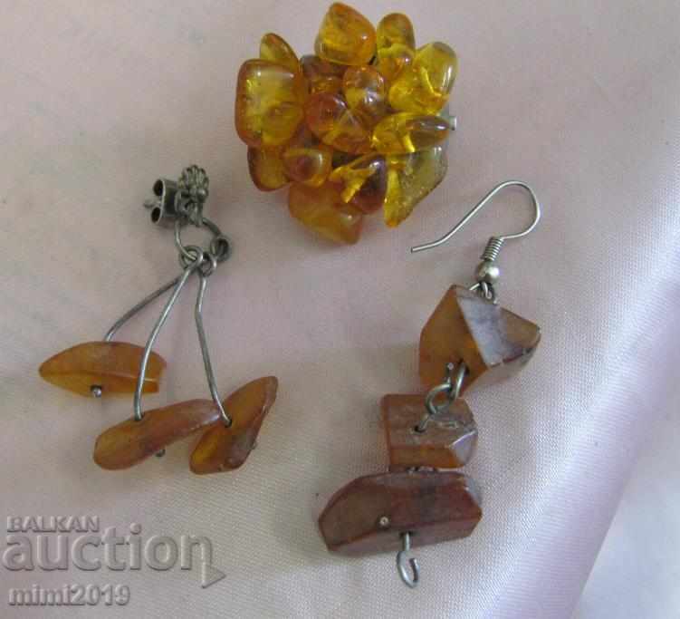 Vintage γυναικεία σκουλαρίκια φυσικό κεχριμπάρι