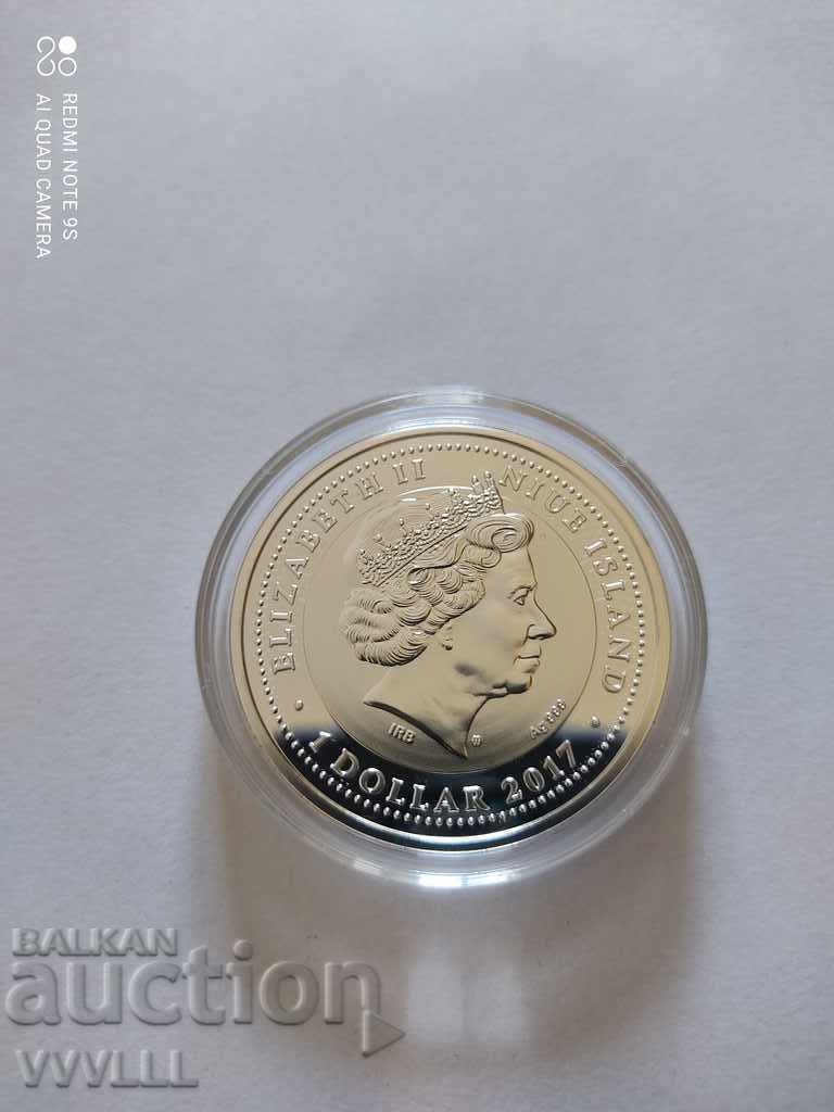 2017 1 dolar. NIUE. Monedă cu motiv bulgăresc. Tiraj 500 buc. cu preț € 1200.00 | 2347.00 BGN 2017 1 dolar. NIUE. Monedă cu motiv bulgăresc. Tiraj 500 buc. cu preț € 1200.00 | 2347.00 BGN