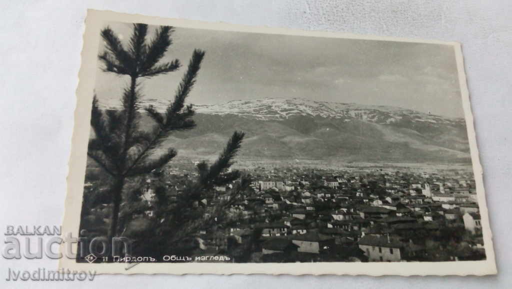 Пощенска картичка Пирдопъ Общъ изгледъ Гр. Пасковъ 1938