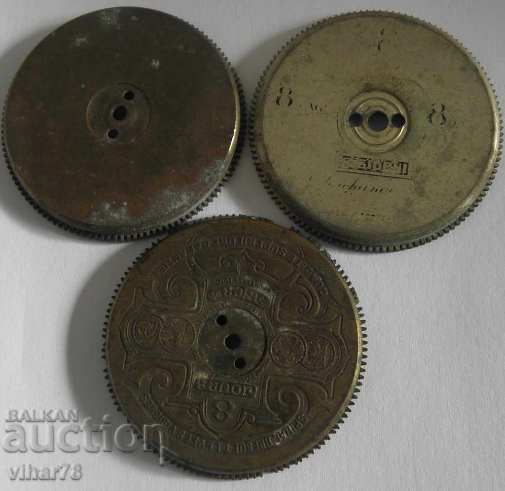 lot of three drums for seven-pocket pocket watches -HEBDOMAS