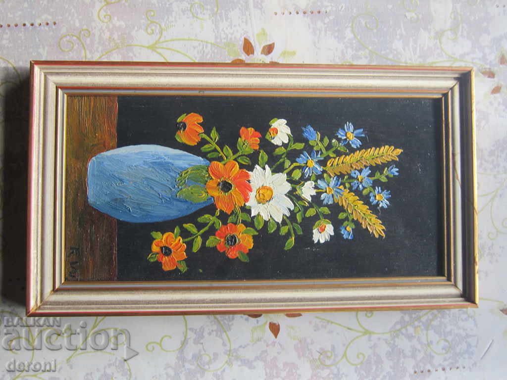 Auction Old oil painting on a signed board Auction Old oil painting on a signed board