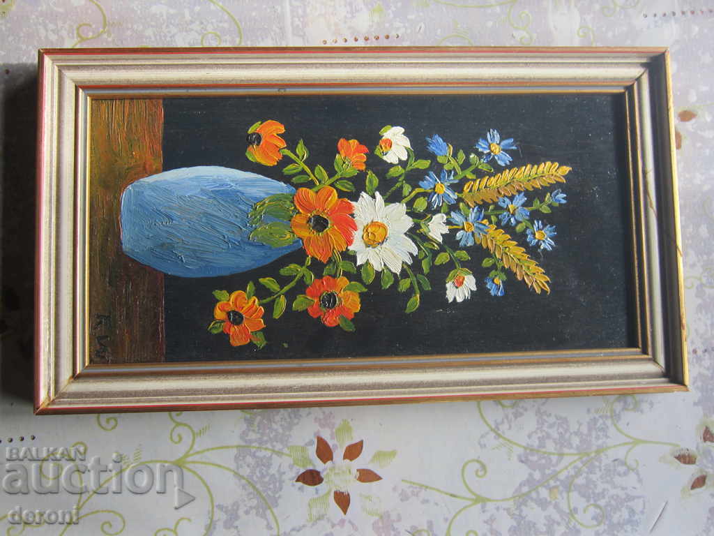 Old oil painting on a signed board - 6 Old oil painting on a signed board - 6