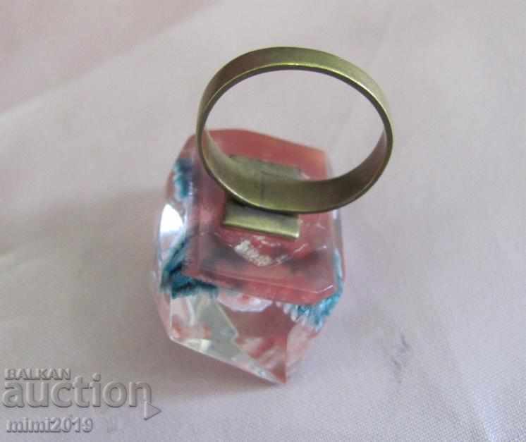 70s Ladies Plexiglas Ring - 5 70s Ladies Plexiglas Ring - 5