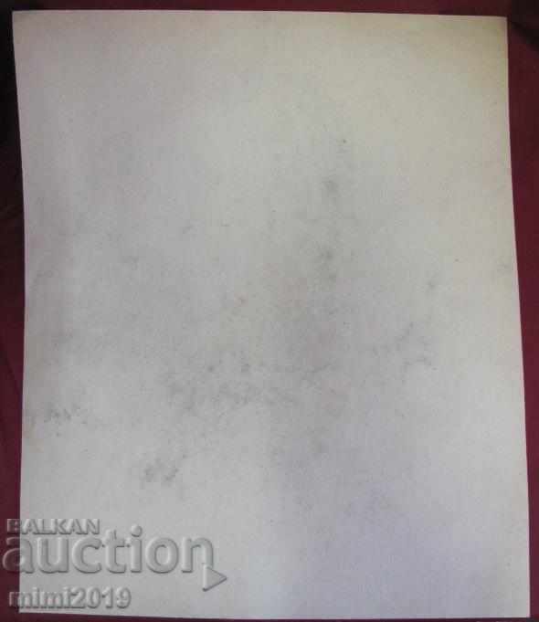 50s Drawing, Portrait of Nikola Baltadjiev pencil on cardboard - 5 50s Drawing, Portrait of Nikola Baltadjiev pencil on cardboard - 5