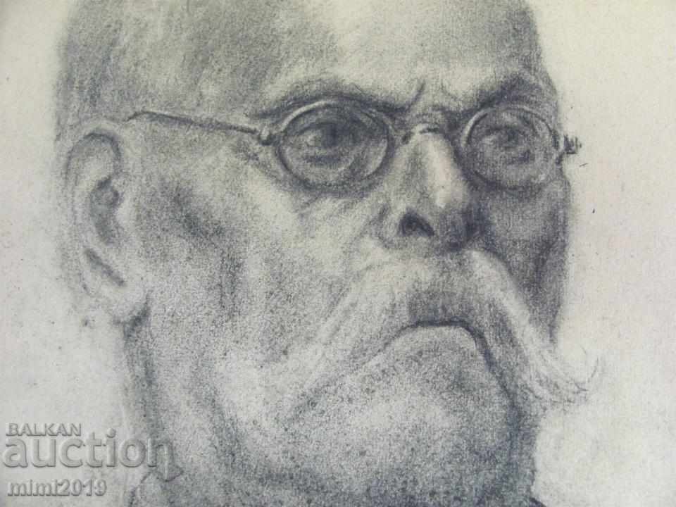 Auction 50s Drawing, Portrait of Nikola Baltadjiev pencil on cardboard Auction 50s Drawing, Portrait of Nikola Baltadjiev pencil on cardboard