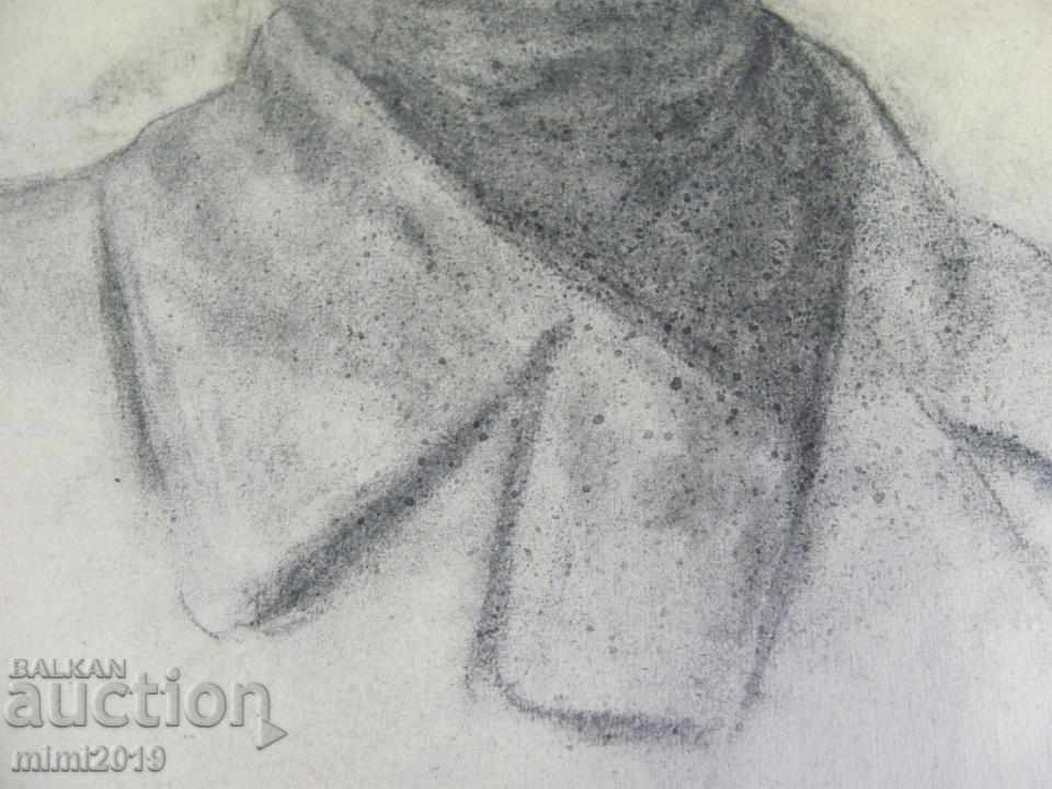 50s Drawing, Portrait of Nikola Baltadjiev pencil on cardboard - 5 50s Drawing, Portrait of Nikola Baltadjiev pencil on cardboard - 5