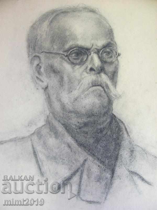 50s Drawing, Portrait of Nikola Baltadjiev pencil on cardboard - 6 50s Drawing, Portrait of Nikola Baltadjiev pencil on cardboard - 6