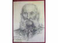 50s Drawing Nikola Baltadjiev portrait of Koyu Denchev