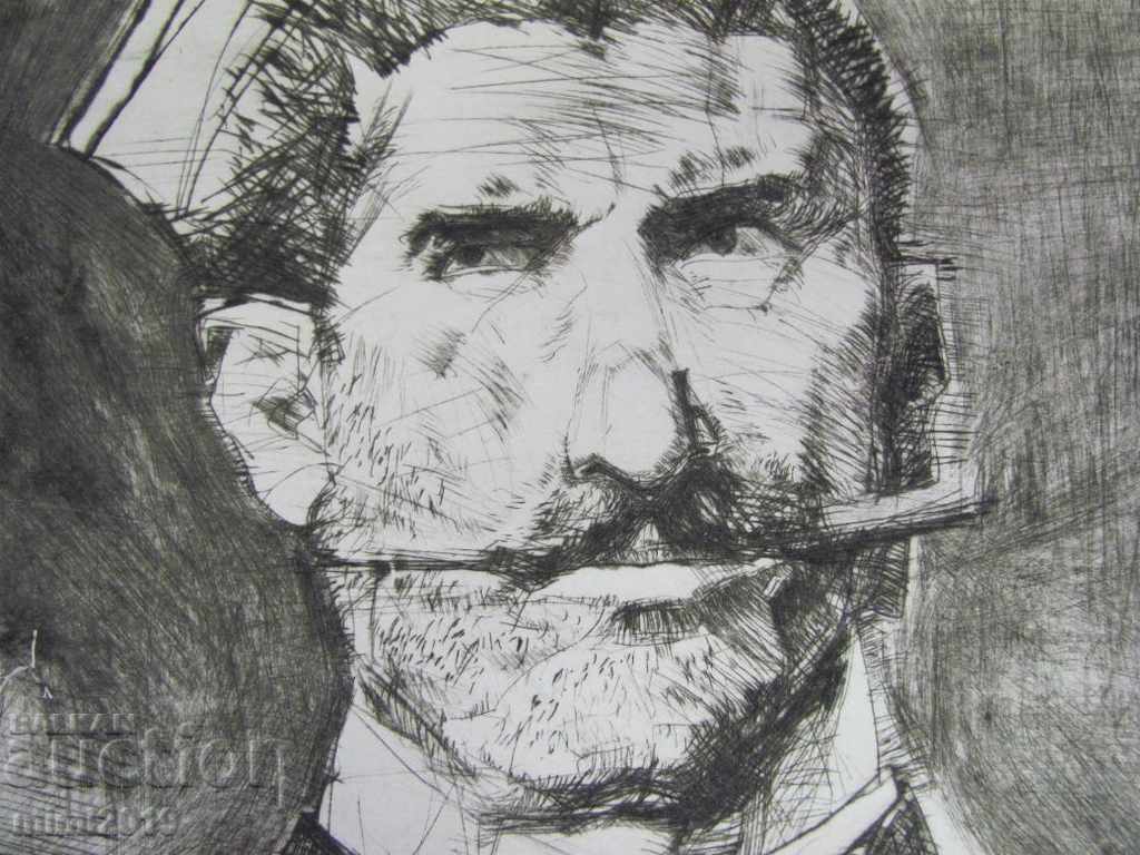 Painting by L. Ivanov drypoint Portrait of Hristo Hambarkov - 6 Painting by L. Ivanov drypoint Portrait of Hristo Hambarkov - 6