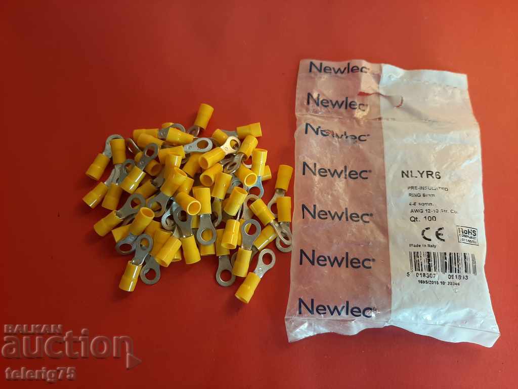 Yellow Insulated Connecting Terminals for Crimping - 60 pcs.