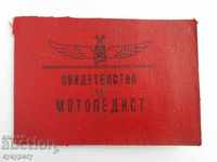 Old motorcycle license certificate for moped moped