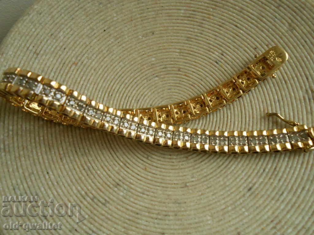 Auction Attractive SILVER BRACELET with gilding DIAMONDS 64 pieces Auction Attractive SILVER BRACELET with gilding DIAMONDS 64 pieces