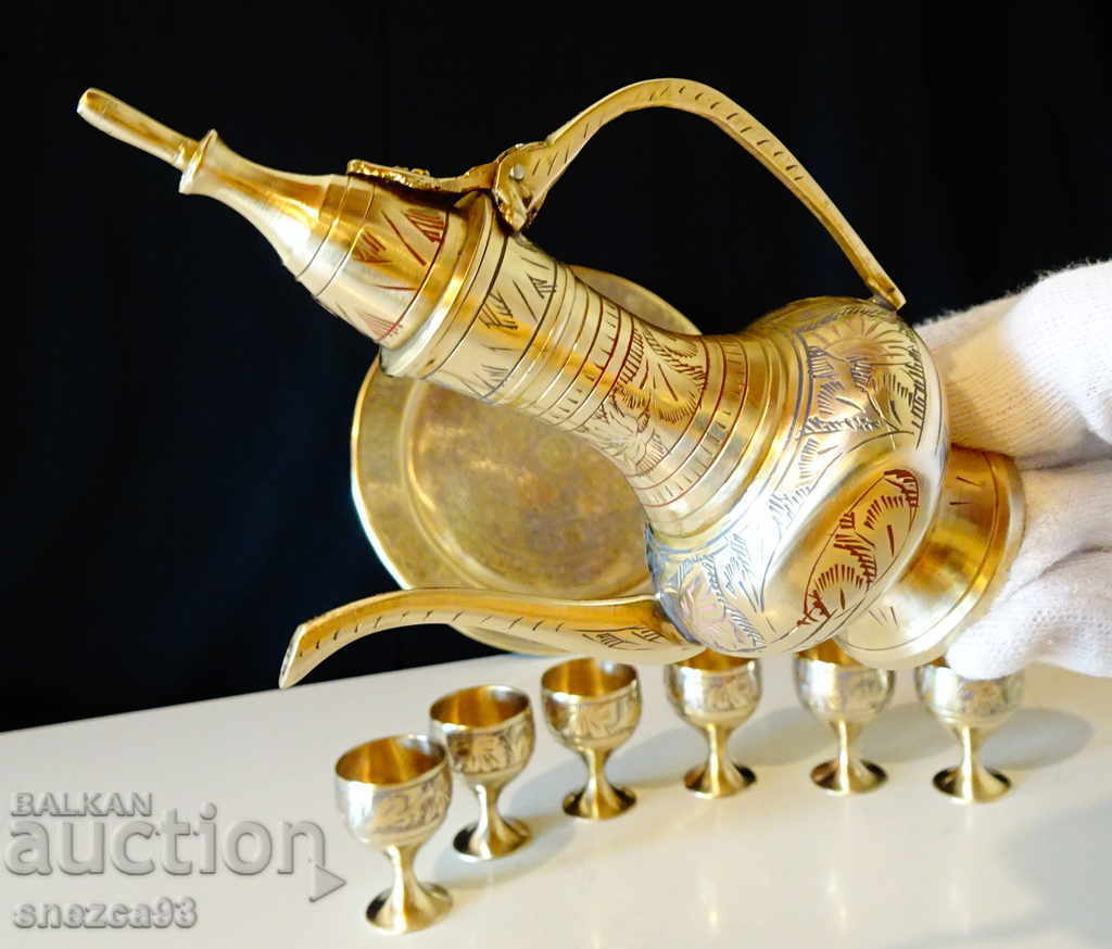 Antique bronze brandy service, cellular enamel. with price 89.00 BGN | € 45.50 Antique bronze brandy service, cellular enamel. with price 89.00 BGN | € 45.50