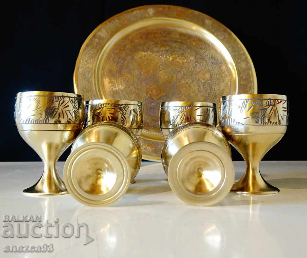Auction Antique bronze brandy service, cellular enamel. Auction Antique bronze brandy service, cellular enamel.