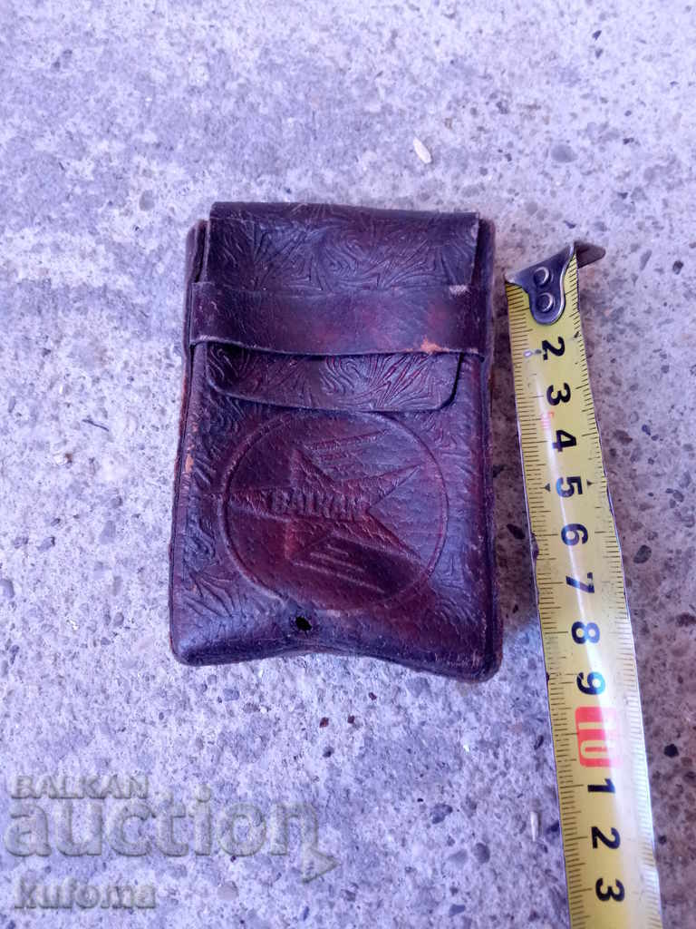 Old Balkan leather cigarette case