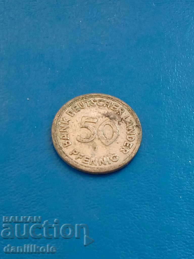 * $ * Y * $ * GERMANIA FRG 50 PFENNIG 50 PFENNIG - 1949 J * $ * Y * $ * cu preț 8.90 BGN | € 4.55