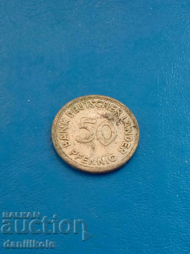 Licitație * $ * Y * $ * GERMANIA FRG 50 PFENNIG 50 PFENNIG - 1949 J * $ * Y * $ *
