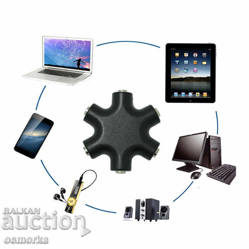 Licitație Splitter jack audio de 3,5 mm Splitter căști de 3,5 mm 5 ieșiri Licitație Splitter jack audio de 3,5 mm Splitter căști de 3,5 mm 5 ieșiri