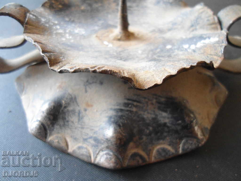 Auction Old wrought iron candlestick Auction Old wrought iron candlestick