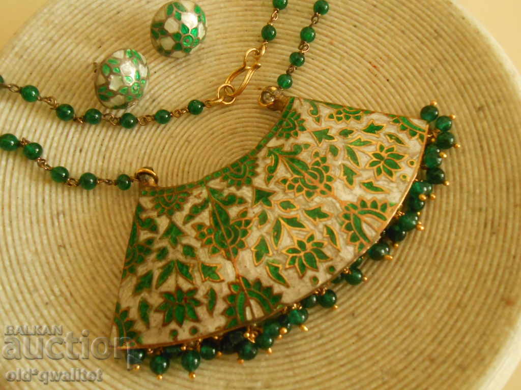 Delivery of CHARMING old silver with gilding and enamel NECKLACE and EARRINGS