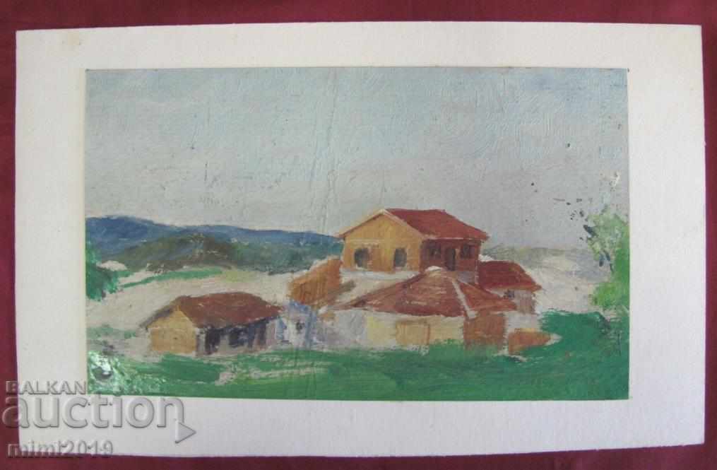 60s Painting N. Kostov oil on cardboard