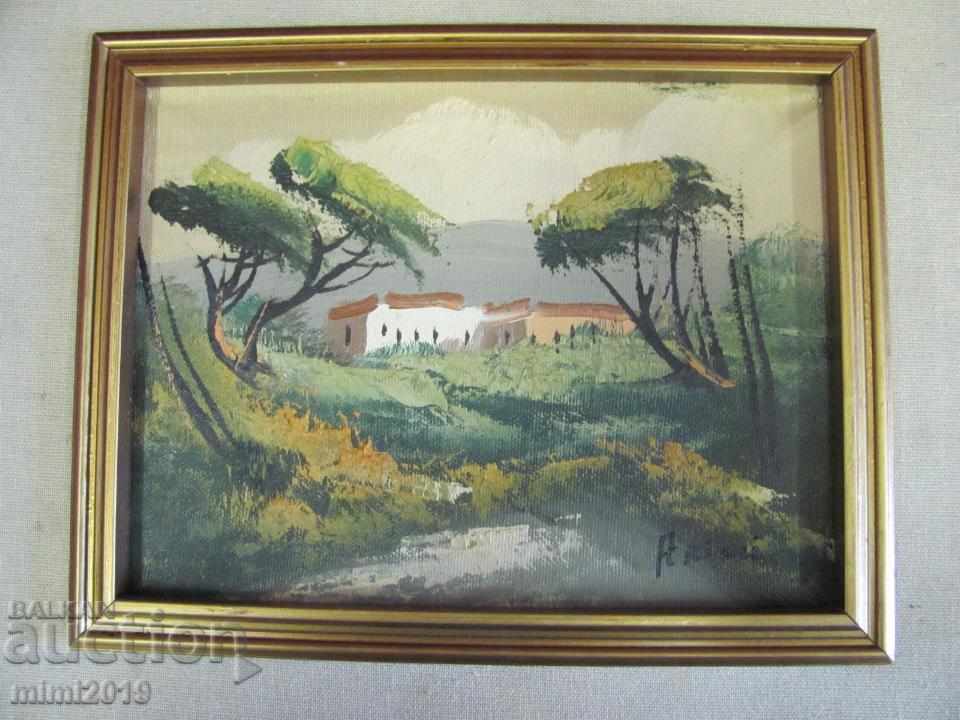 Old oil painting on canvas signed 23x18 cm. with price 60.00 BGN | € 30.68 Old oil painting on canvas signed 23x18 cm. with price 60.00 BGN | € 30.68