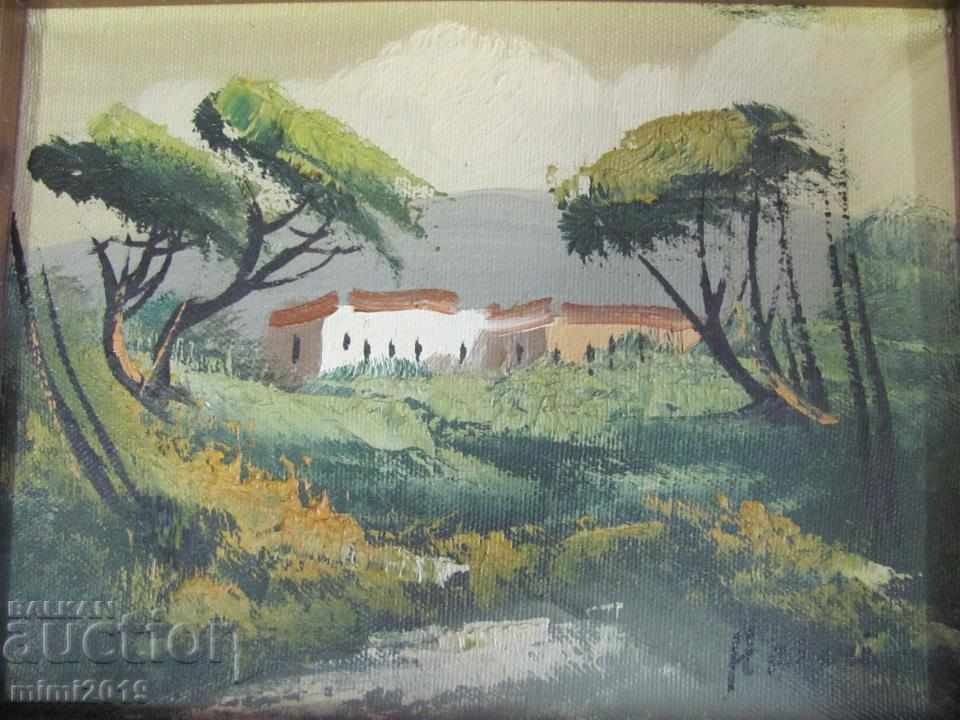 Auction Old oil painting on canvas signed 23x18 cm. Auction Old oil painting on canvas signed 23x18 cm.