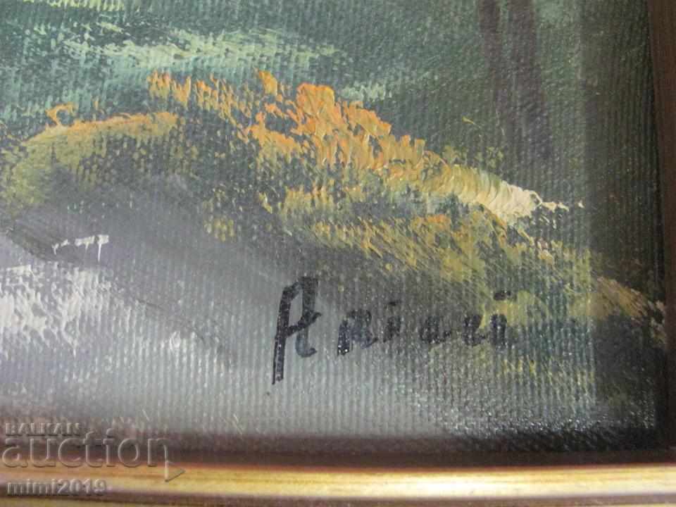 Delivery of Old oil painting on canvas signed 23x18 cm. Delivery of Old oil painting on canvas signed 23x18 cm.