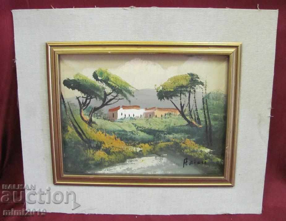 Old oil painting on canvas signed 23x18 cm.